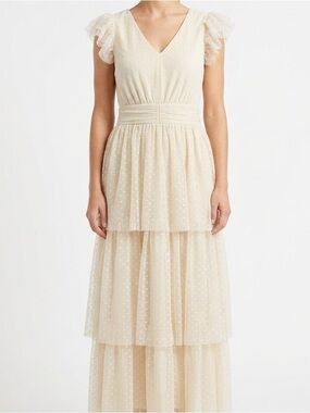 Bohme Tiered Cream Maxi Dress